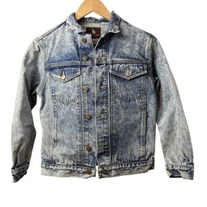 Vtg 90s High Sierra Acid Wash Denim Trucker Jacket Women's S Grunge Western